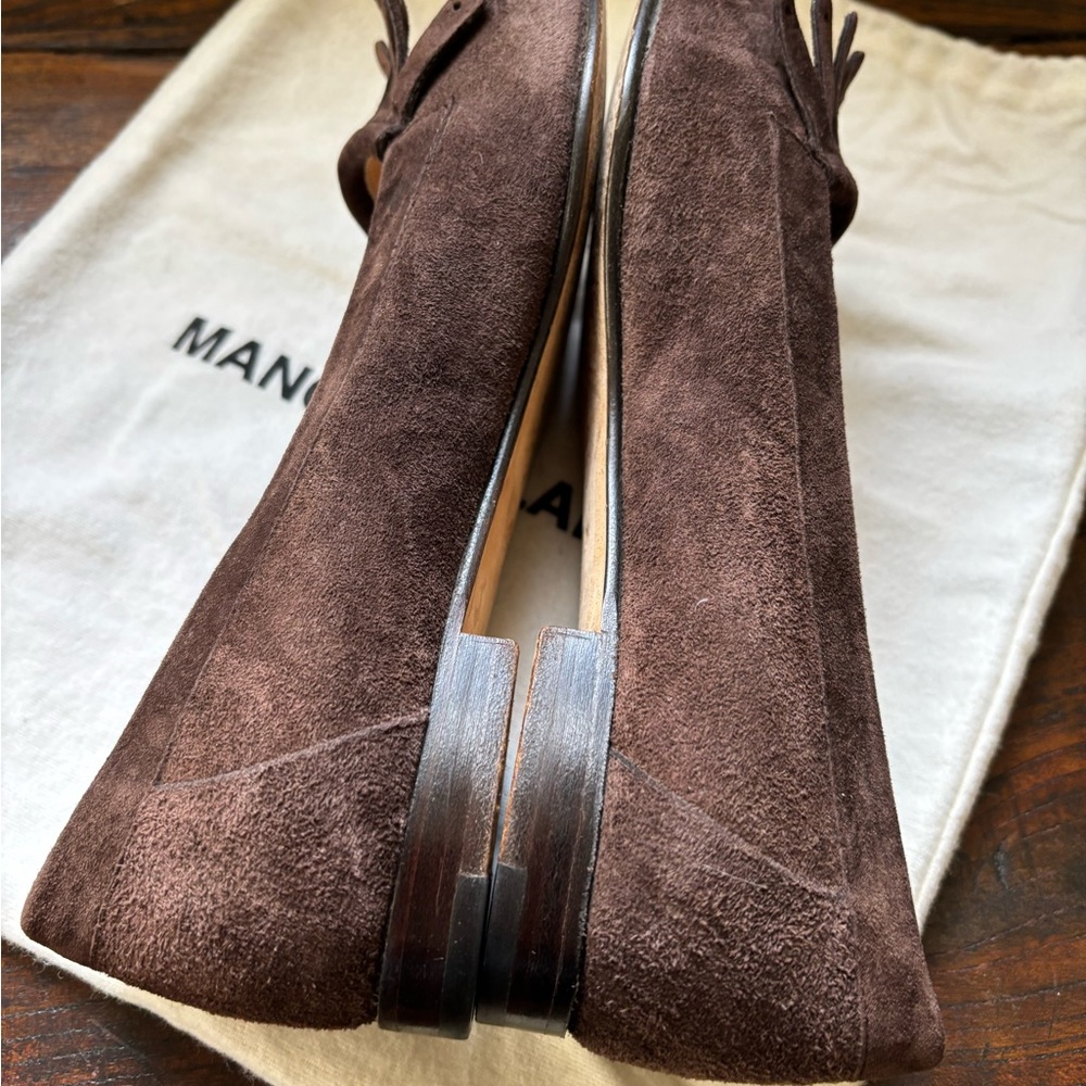 Manolo Blahnik Chocolate Suede Flats - Picture 2 of 5